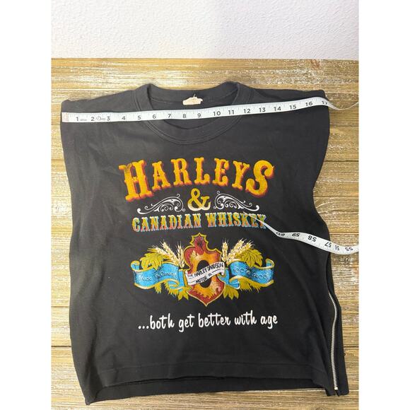 Vintage Harley Davidson & Canadian Whiskey Shirt Biker Punk Zipper Sides Women S - Picture 6 of 8